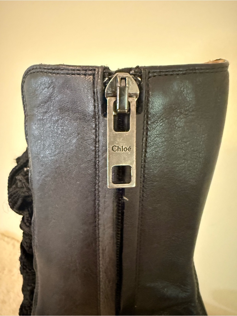 Chloe Black Lace-Up High Heel Ankle Boots Beautiful EU37 - Picture 10 of 13